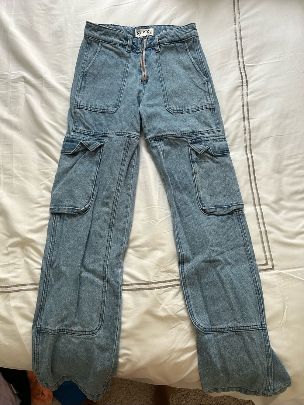 PTCL Light Blue Straight-Leg Cargo Jeans